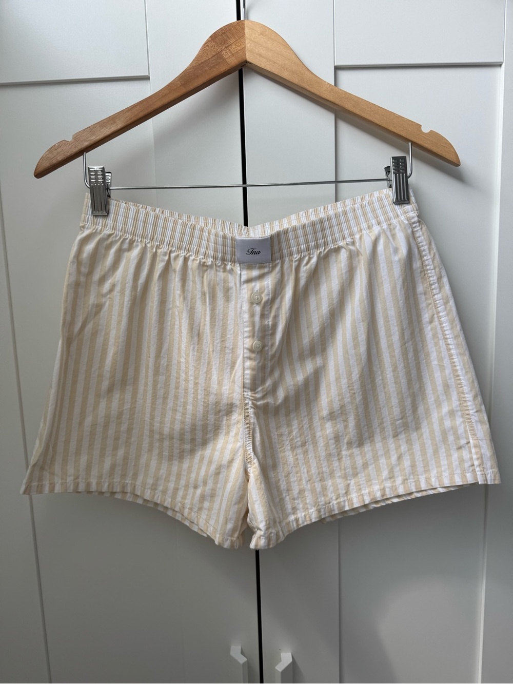 Aritzia TNA yellow striped dally doplin boxer shorts